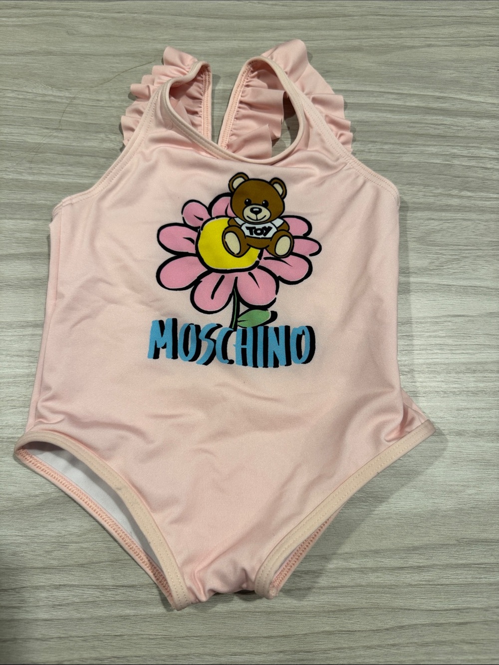 Moschino Kids Light Pink Teddy Flower One-Piece Swimsuit